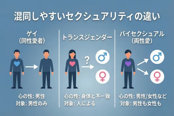 ゲイと混同しやすい他のセクシュアリティとの違い